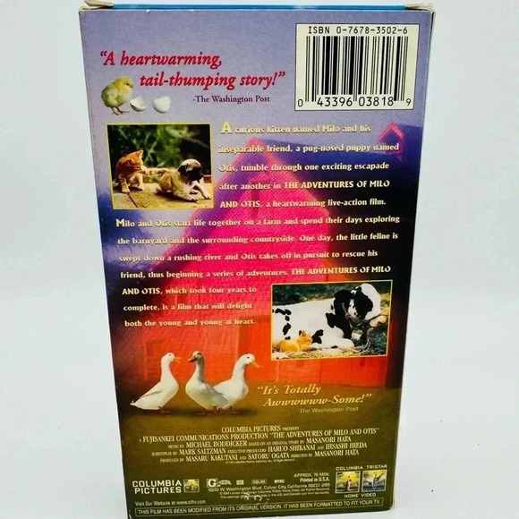 The Adventures of Milo and Otis VHS Tape Movie #03818 - Picture 2 of 4